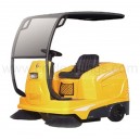 ride-on driving sweeper with shed