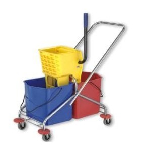 60L double bucket side-press mop wringer trolley