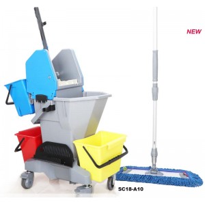multi-functional mopping janitorial bucket trolley cart