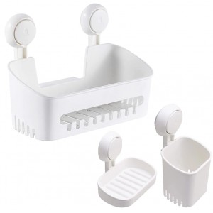 Vacuum Suction Cup Set Storage Basket Toothbrush Holder Soap Dish Drill-Free